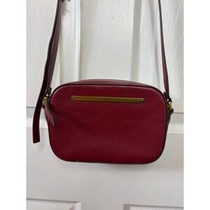 Fossil Maroon Camera Crossbody Genuine Leather Bag